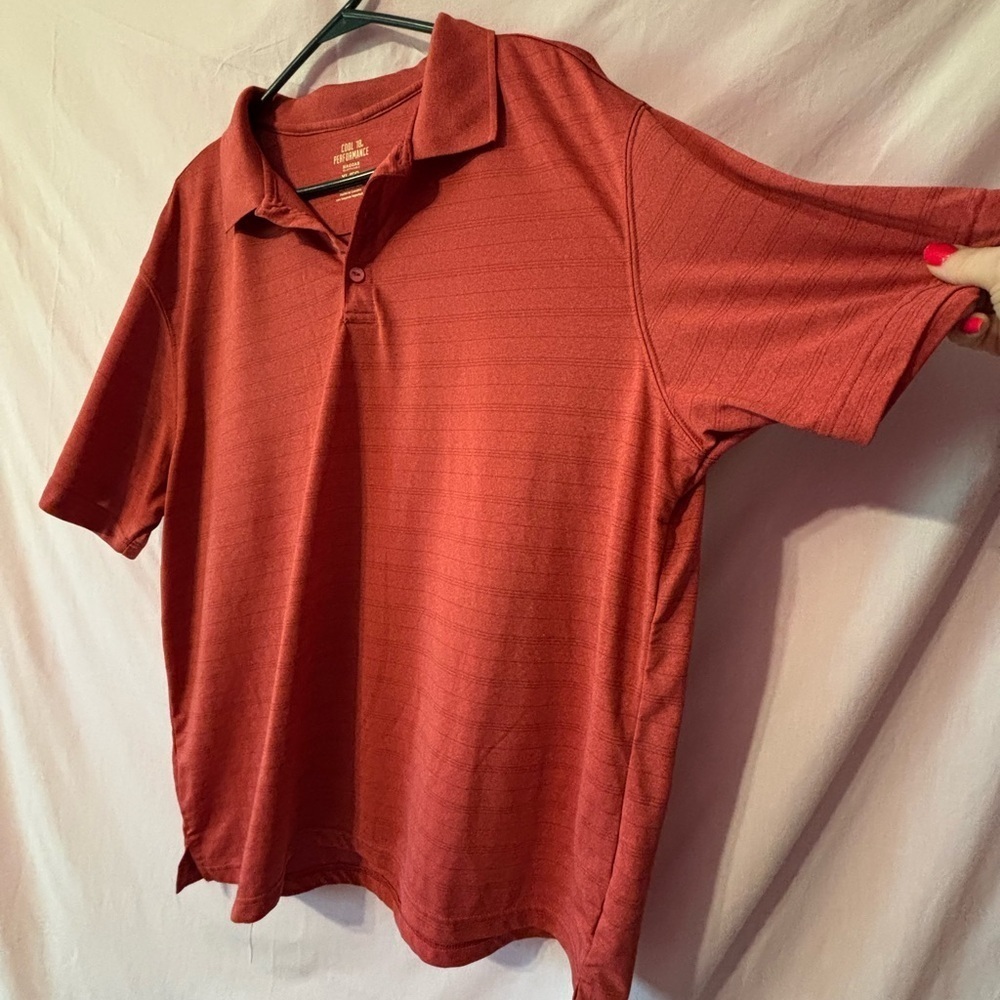Haggar Orange Polo Shirt Classic Knit Short Sleeve - Picture 4 of 9